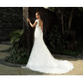 ZM16035 Nouvelle épaules d&#39;arrivée sur robe de mariée en dentelle blanche Long Train Sexy Plus Size Diamond Bride Gown Open Back Design